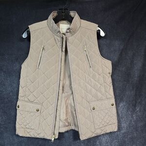 Copper Key Tan Quilted Vest with Gold Details